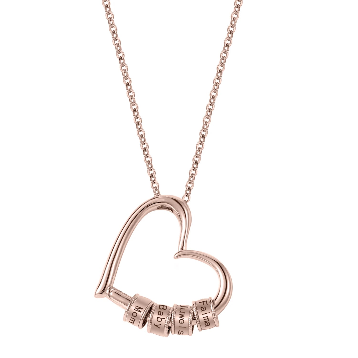 Custom Charming Heart Necklace with Engraved Beads in Gold Plating Mother'S Day Mom Letter Diy Bead Women'S Necklace Gift