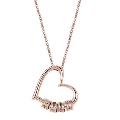 Custom Charming Heart Necklace with Engraved Beads in Gold Plating Mother'S Day Mom Letter Diy Bead Women'S Necklace Gift