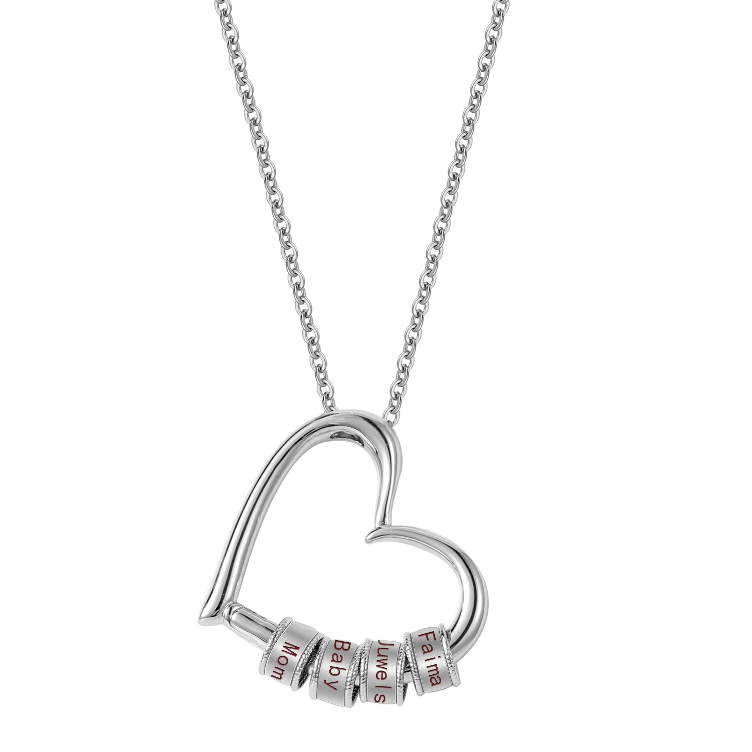 Custom Charming Heart Necklace with Engraved Beads in Gold Plating Mother'S Day Mom Letter Diy Bead Women'S Necklace Gift