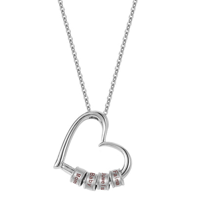Custom Charming Heart Necklace with Engraved Beads in Gold Plating Mother'S Day Mom Letter Diy Bead Women'S Necklace Gift