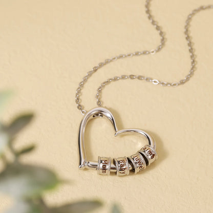 Custom Charming Heart Necklace with Engraved Beads in Gold Plating Mother'S Day Mom Letter Diy Bead Women'S Necklace Gift